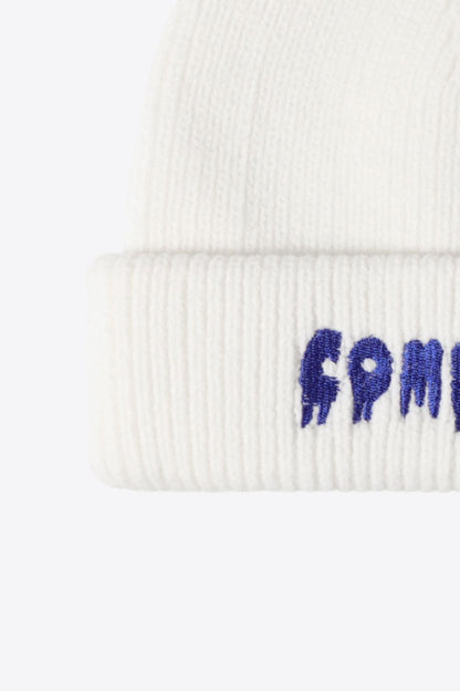 COME ON Embroidered Cuff Knit Beanie