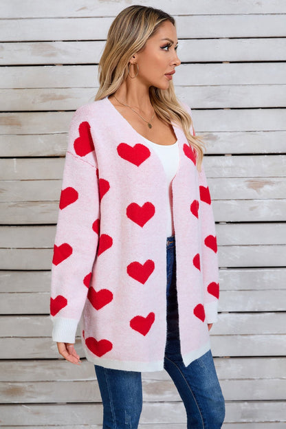 Angel Wings Heart Open Front Long Sleeve Cardigan