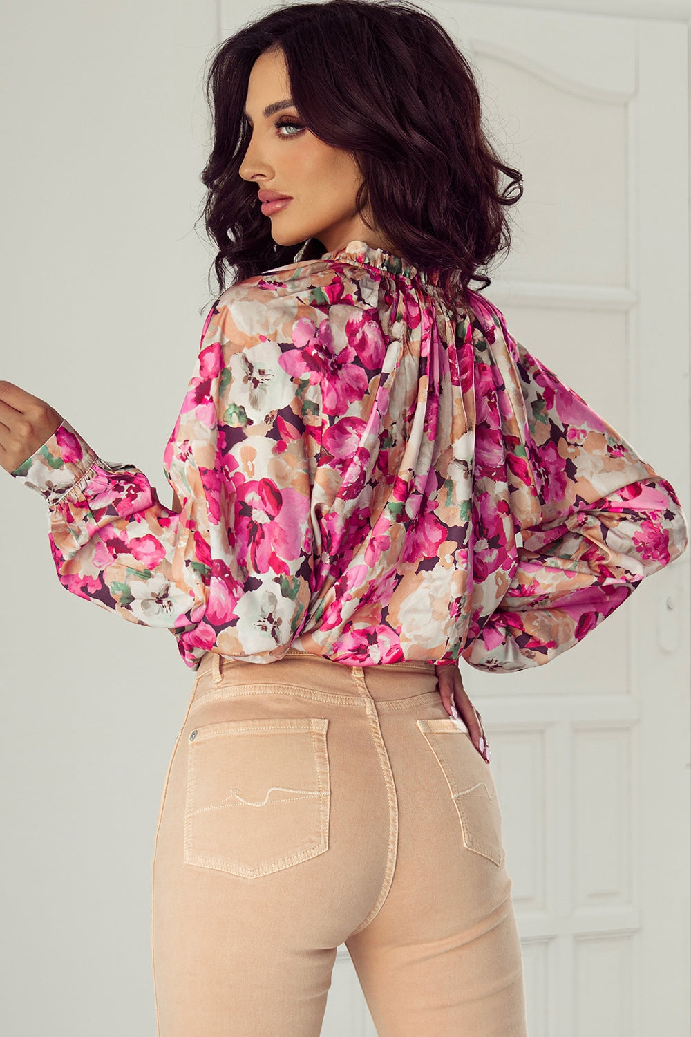 Frill Printed Long Sleeve Shirt