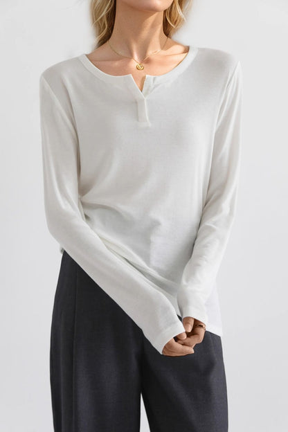 Basic Bae Notched Long Sleeve Shirt