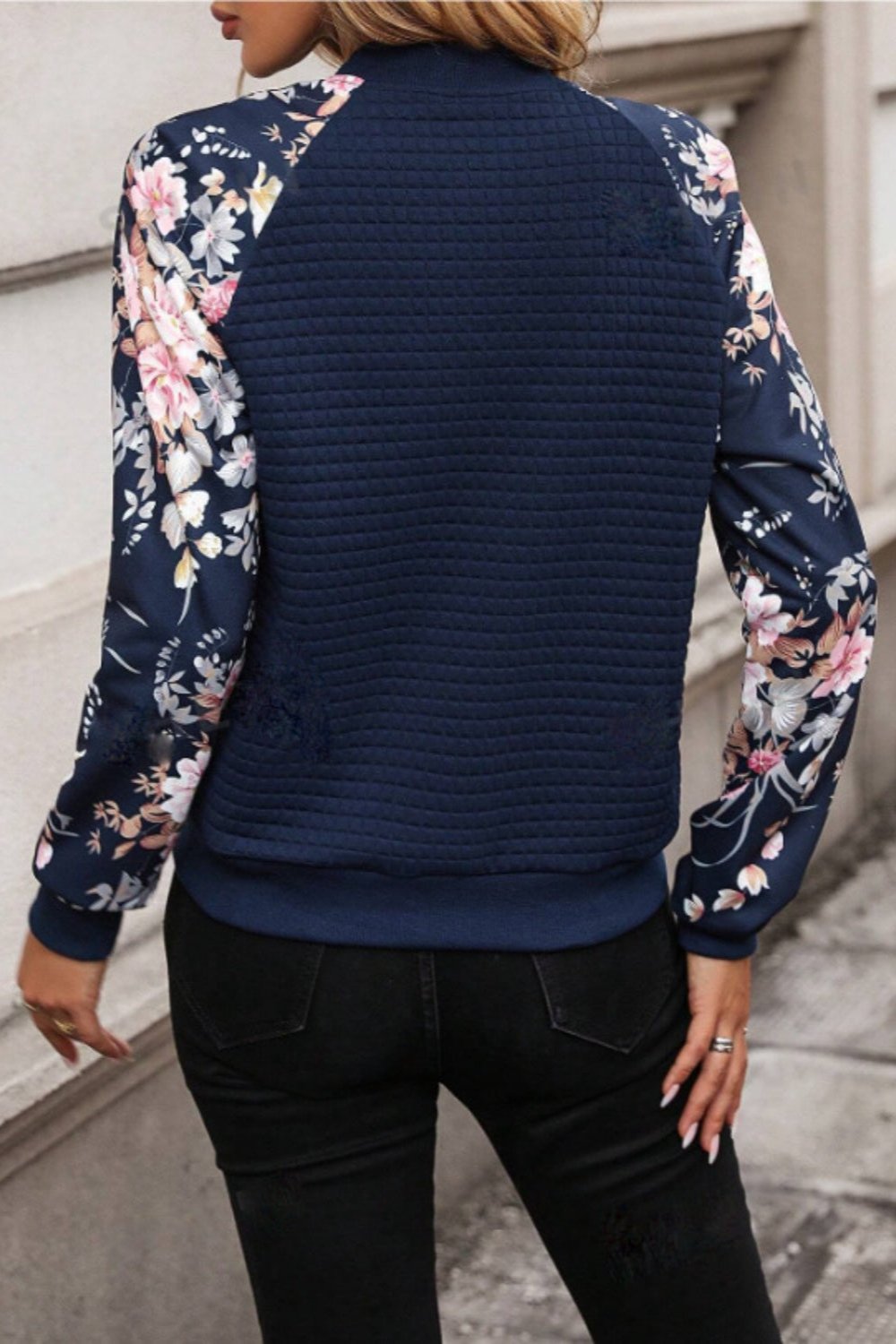 Printed Zip Up Long Sleeve Jacket