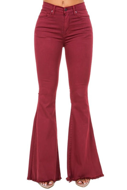 Bell Bottom Jean in Wine - 30" Inseam