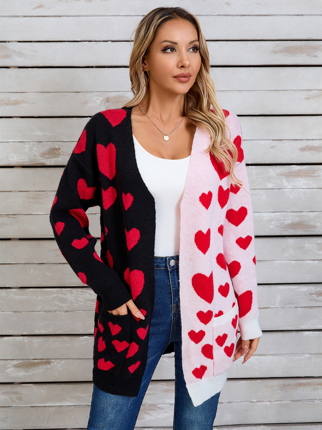 Angel Wings Heart Open Front Long Sleeve Cardigan